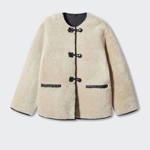 Mango Appliques Faux-Fur Coat, Size M